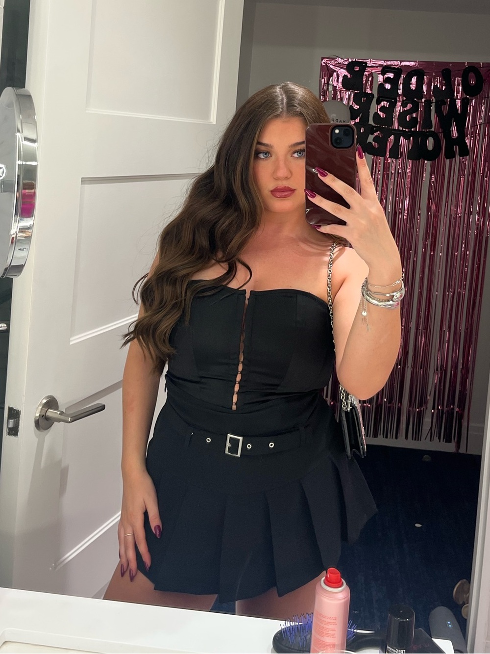Urban Heritage Black Pleated Mini Skirt with Belted Waist & Shorts